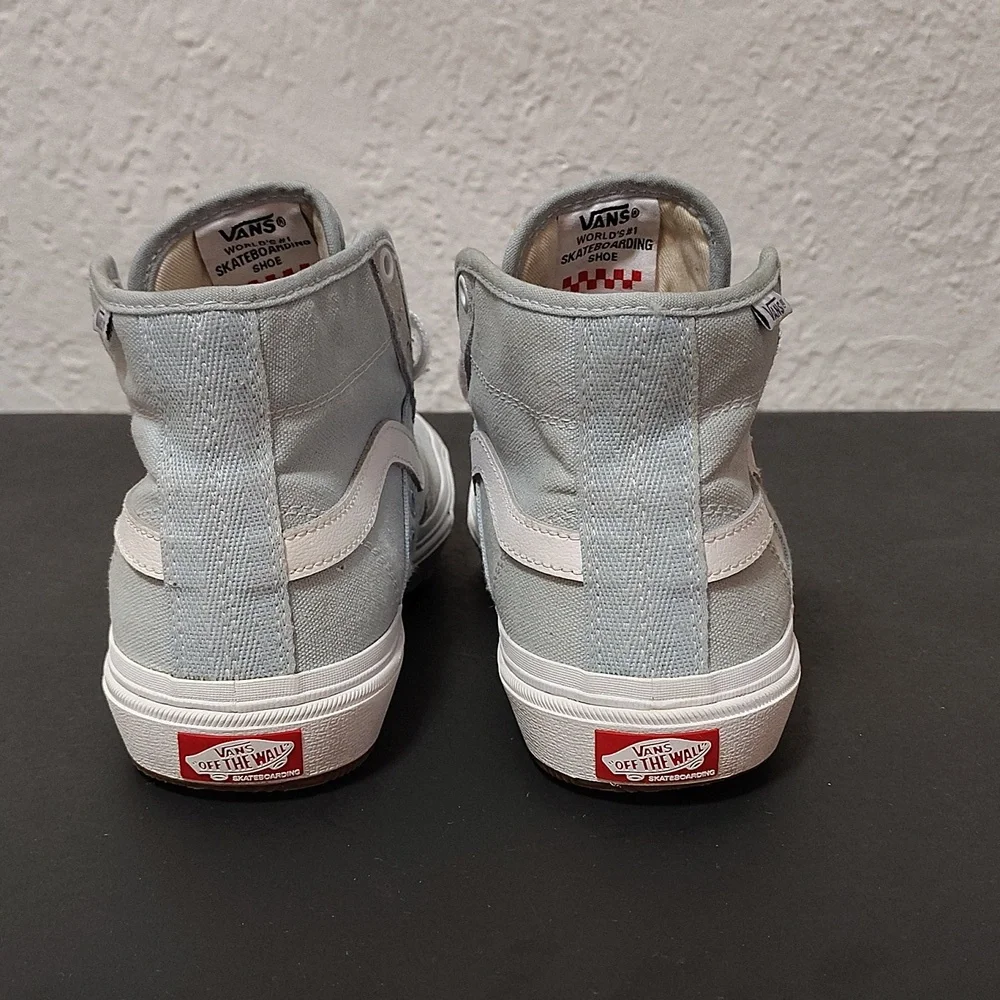 Vans Sneakers Mens Size 6 High Top Light Blue Suede/Canvas Skater Shoes Pop Cush - Picture 3 of 12